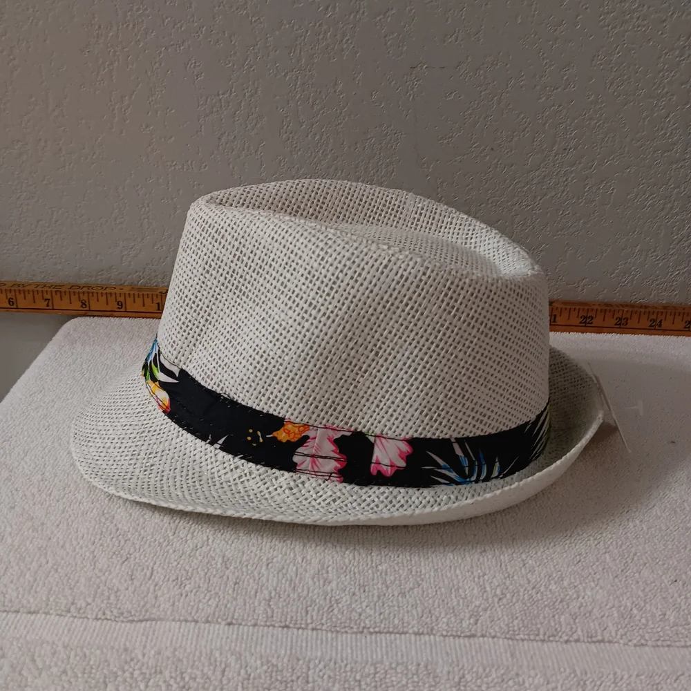 White Fedora with Tropical Band
